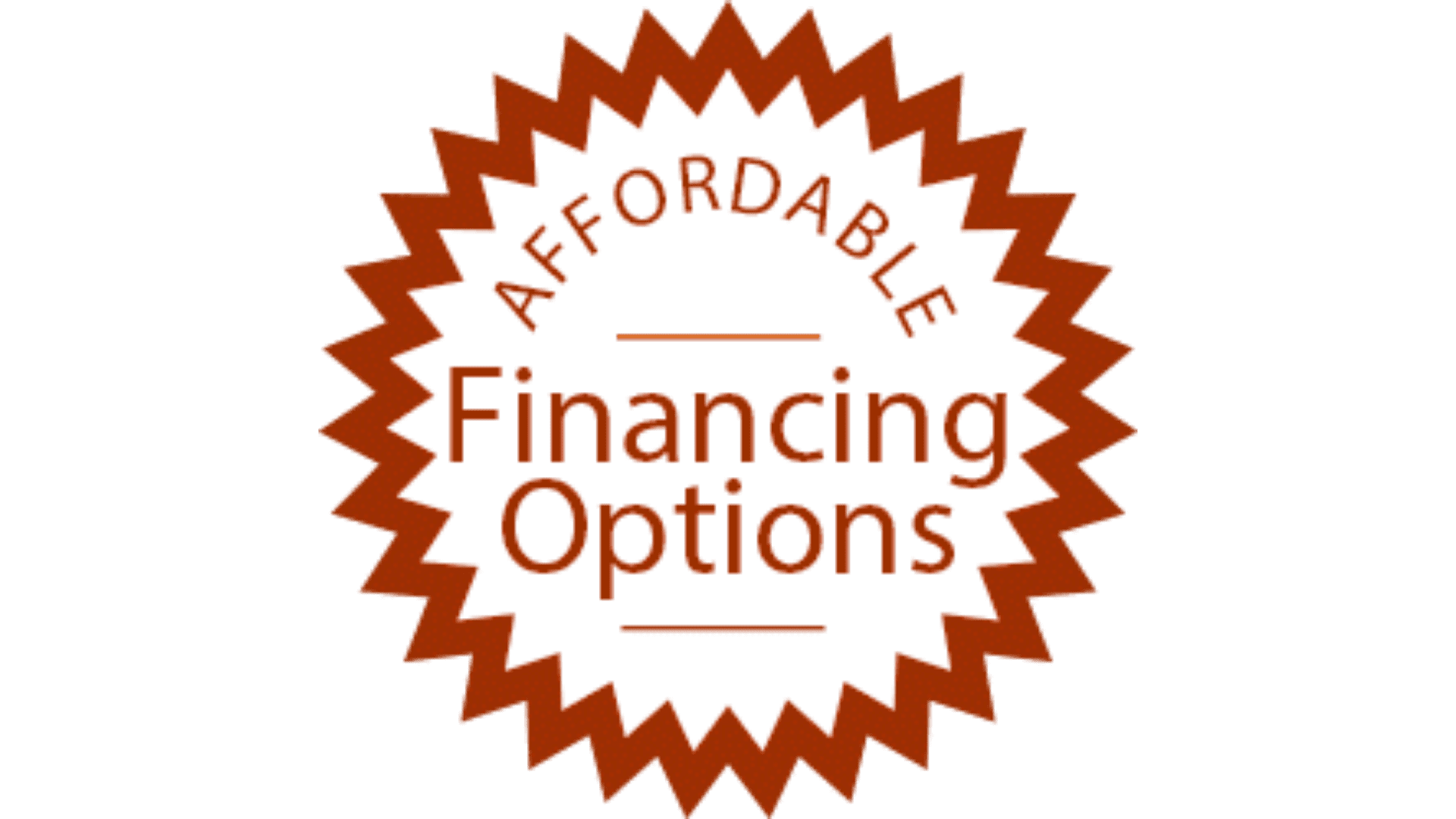 Affordable financing options badge on black background.